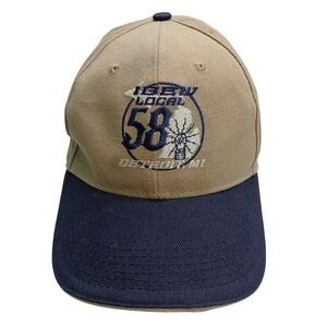 IBEW‎ Local 58 Detroit MI Embroidered Baseball Cap Tan Blue Adjustable